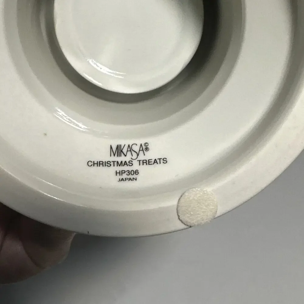 NIB Mikasa Christmas Treats Candleholder Pillar Taper Ceramic Decor Vintage
